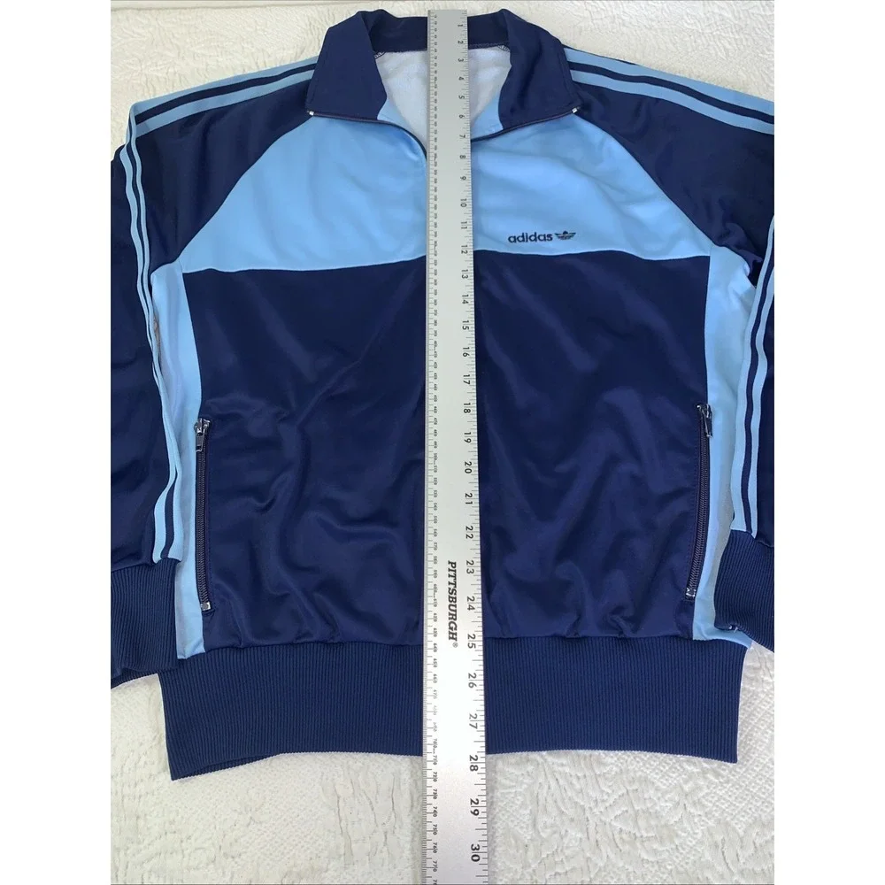 VTG 70s-80s Adidas Zip Up Track Jacket‎ West German Blue Sz 52 (L) 3 Stripe